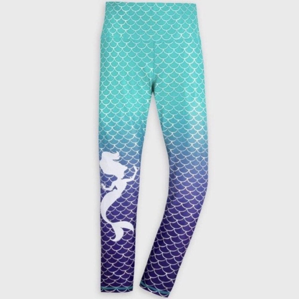 Disney Store Women Blue & Purple The Little Mermaid Ariel Print Leggings Size M